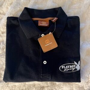 Playboy Racing Black Polo Shirt by Harriton